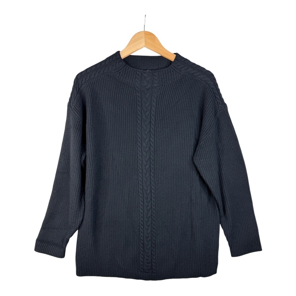 New Talbots Cable Knit Lambswool Blend Sweater size XL Petite Black